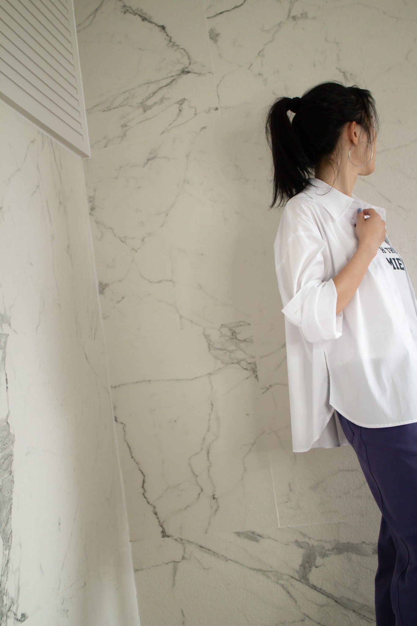 White Pleat Back Shirt