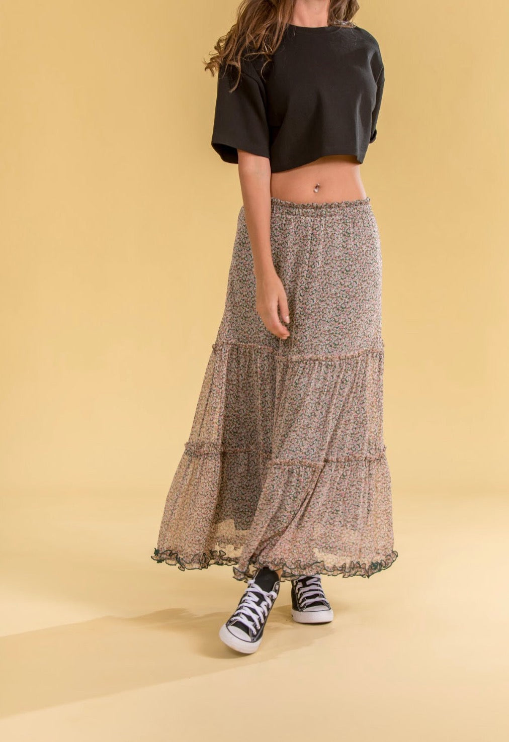Ruffled Long Skirt