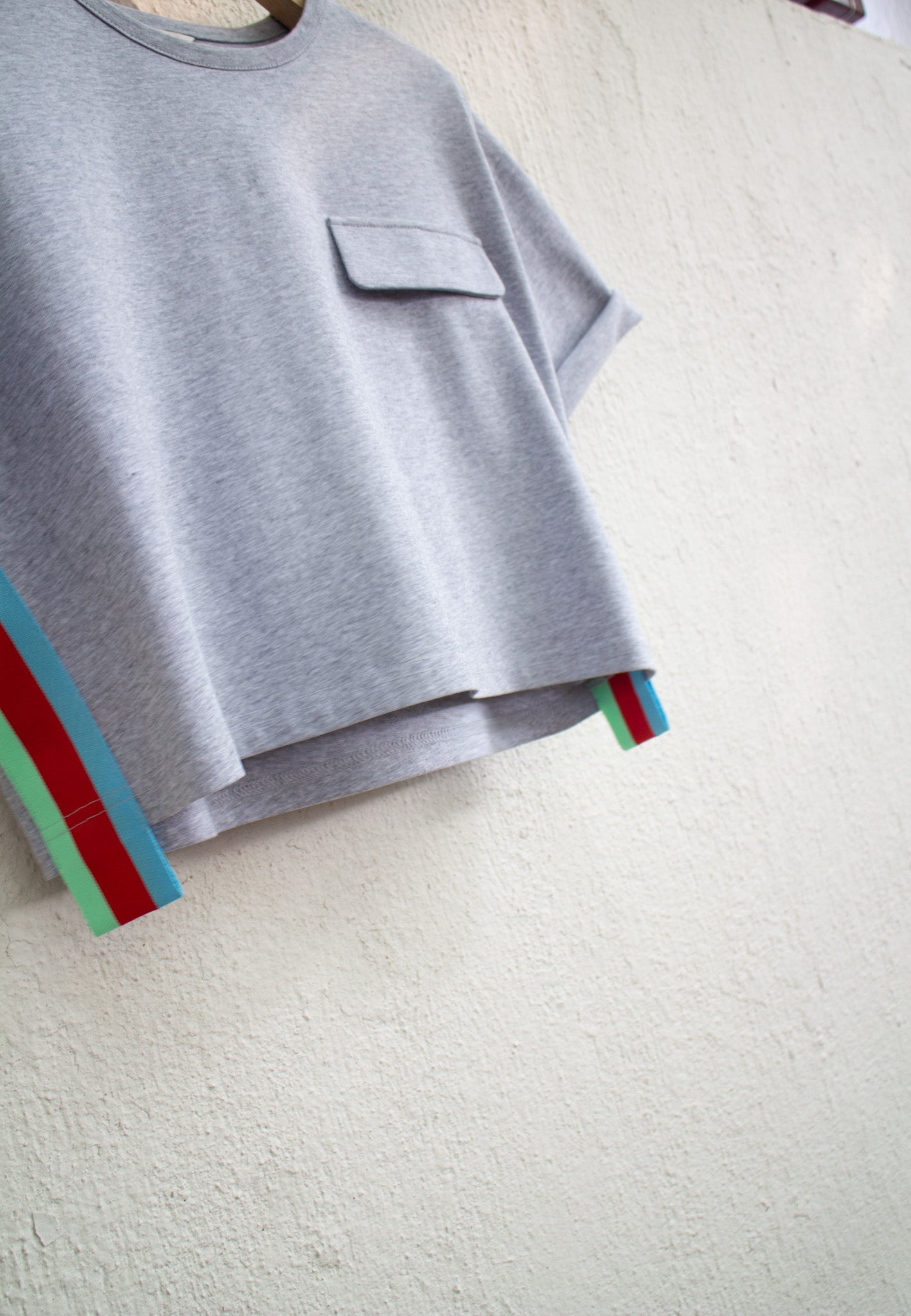 Grey Tee With Rainbow Side Stripe