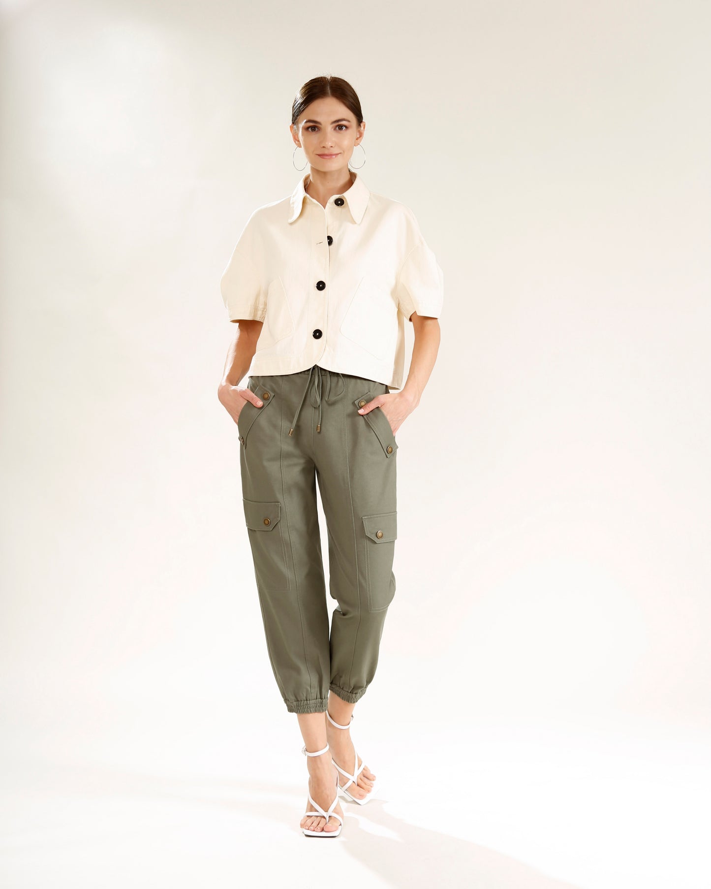 Ecru Puffed Sleeve Jacket