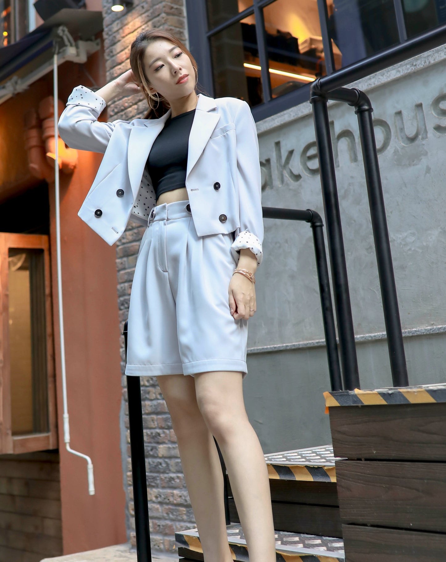 Pleated High-Waist Shorts