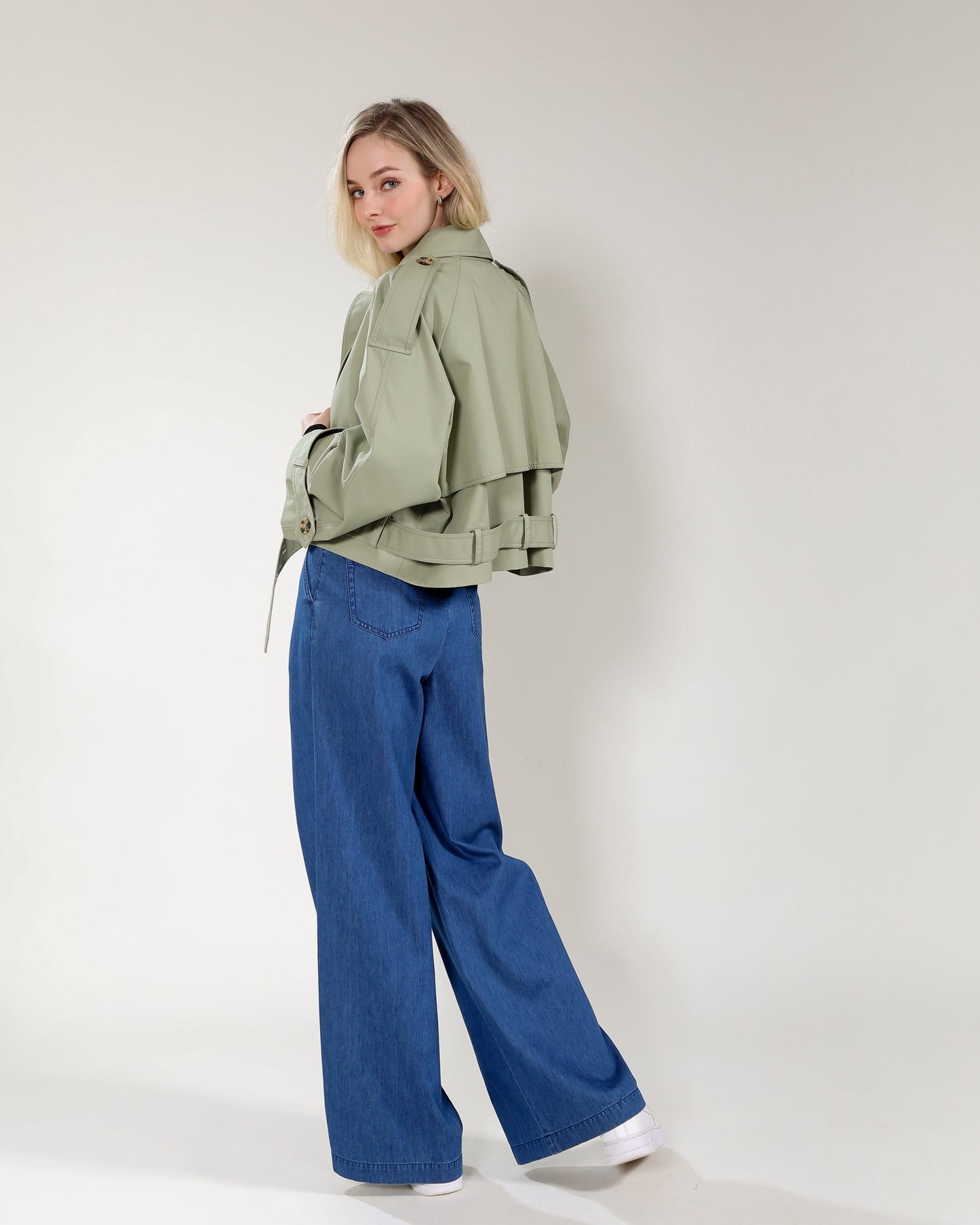 Green Short Trench Coat