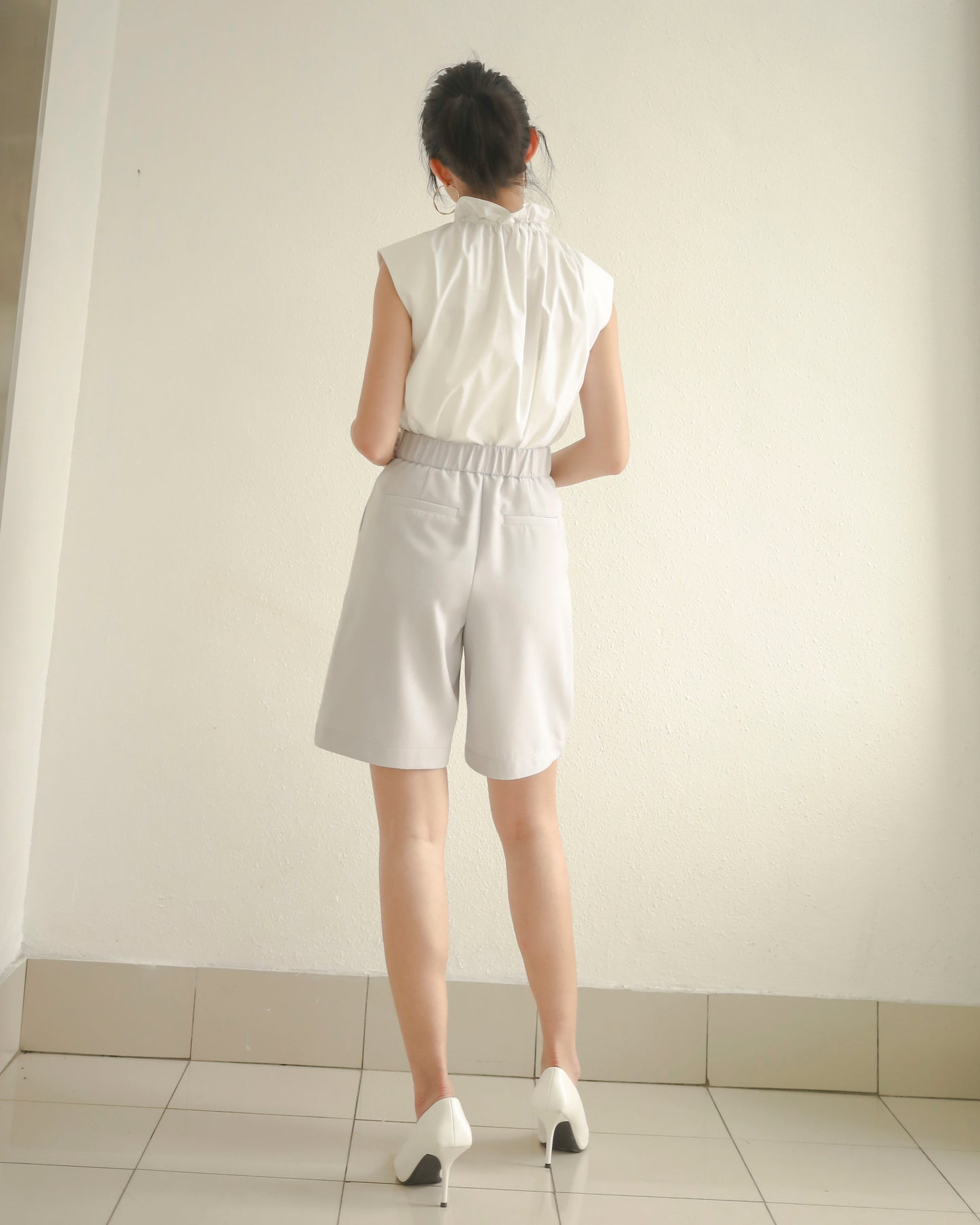 Pleated High-Waist Shorts