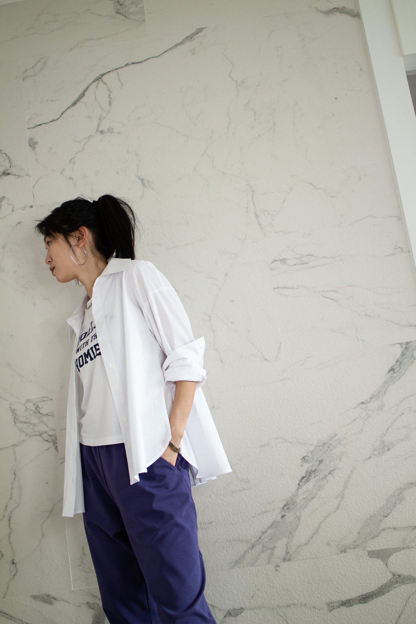 White Pleat Back Shirt