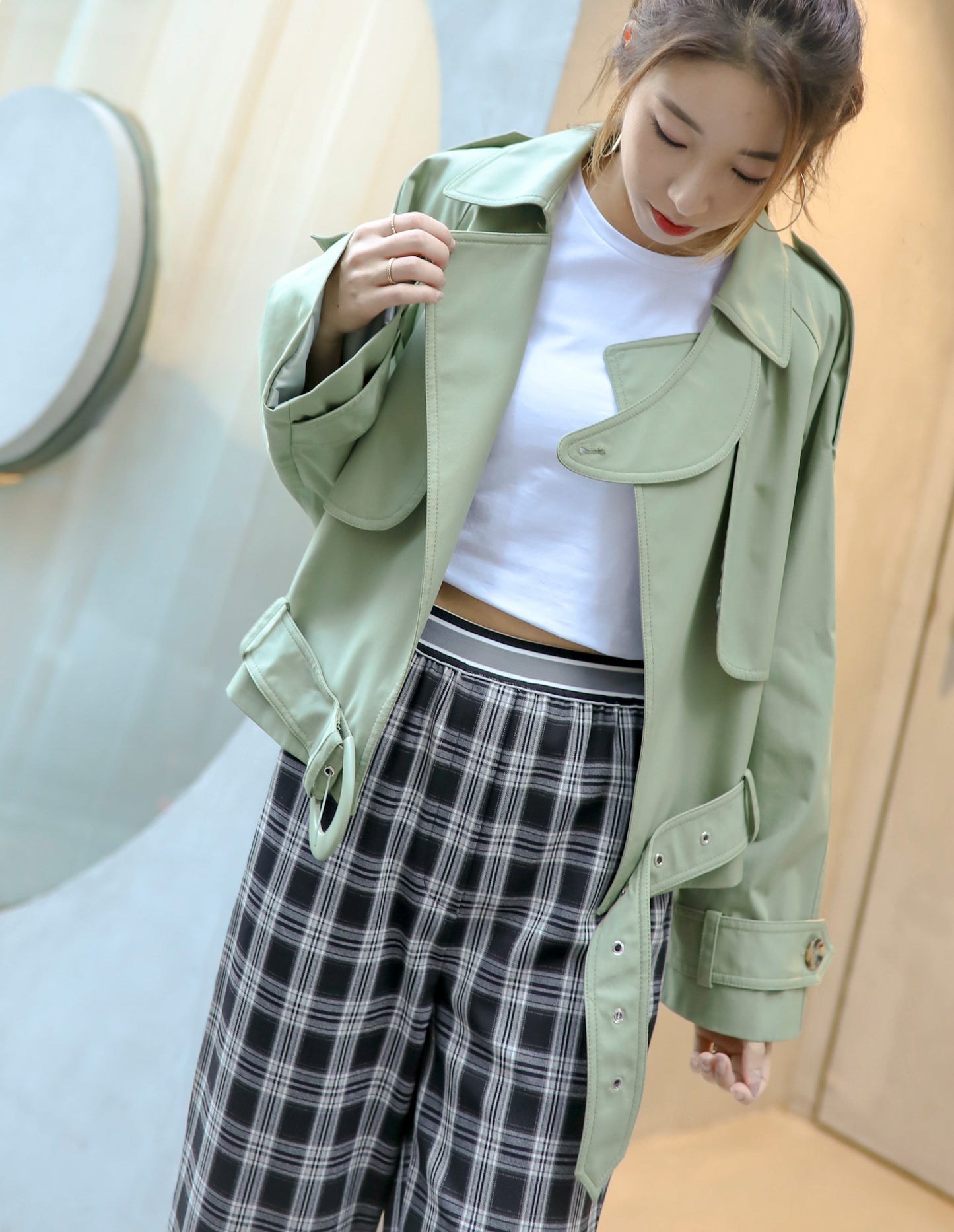 Green Short Trench Coat