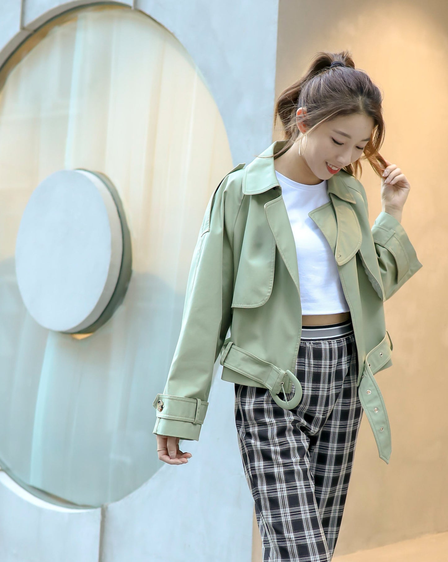 Green Short Trench Coat