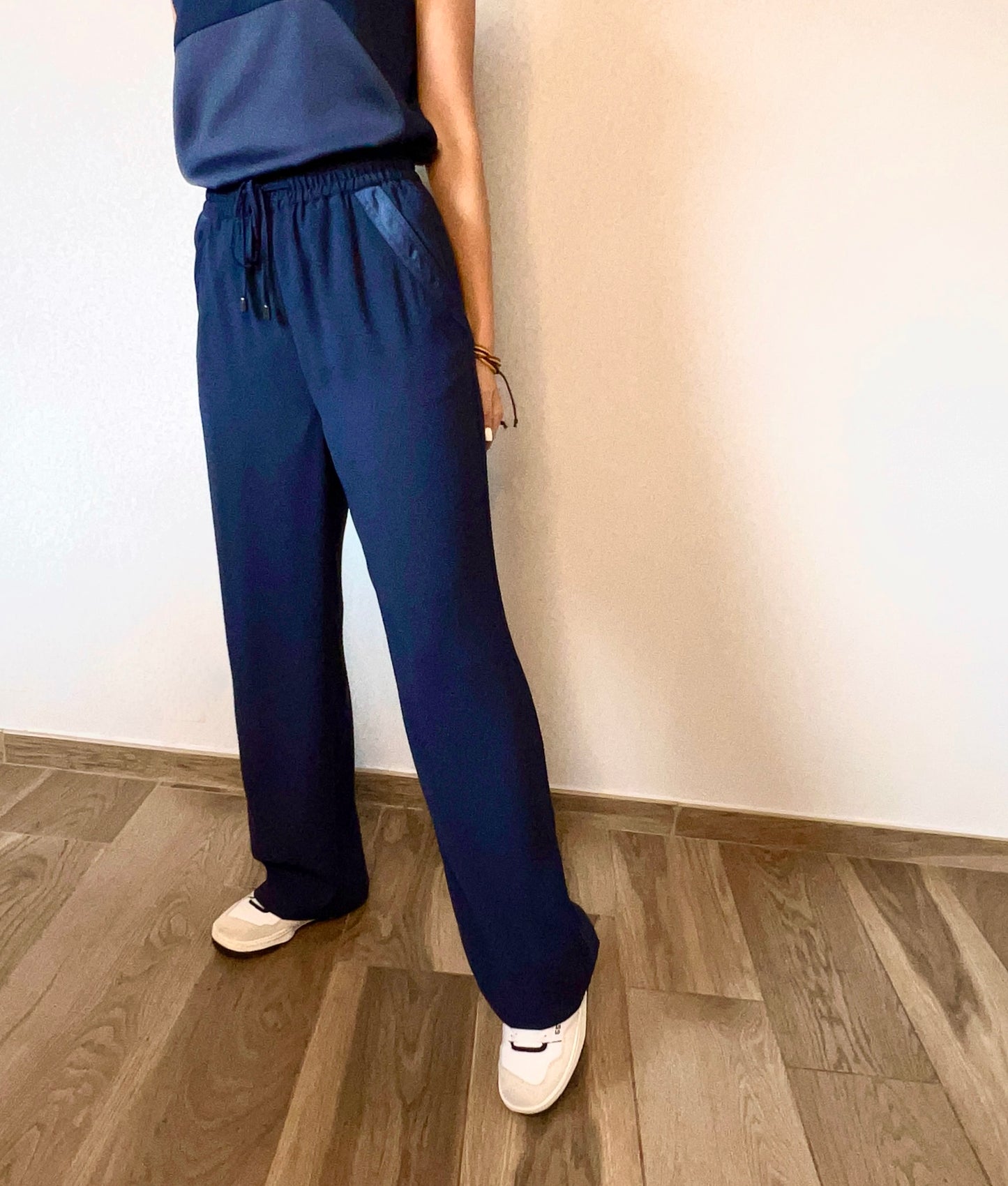 Navy Wide Leg Trousers