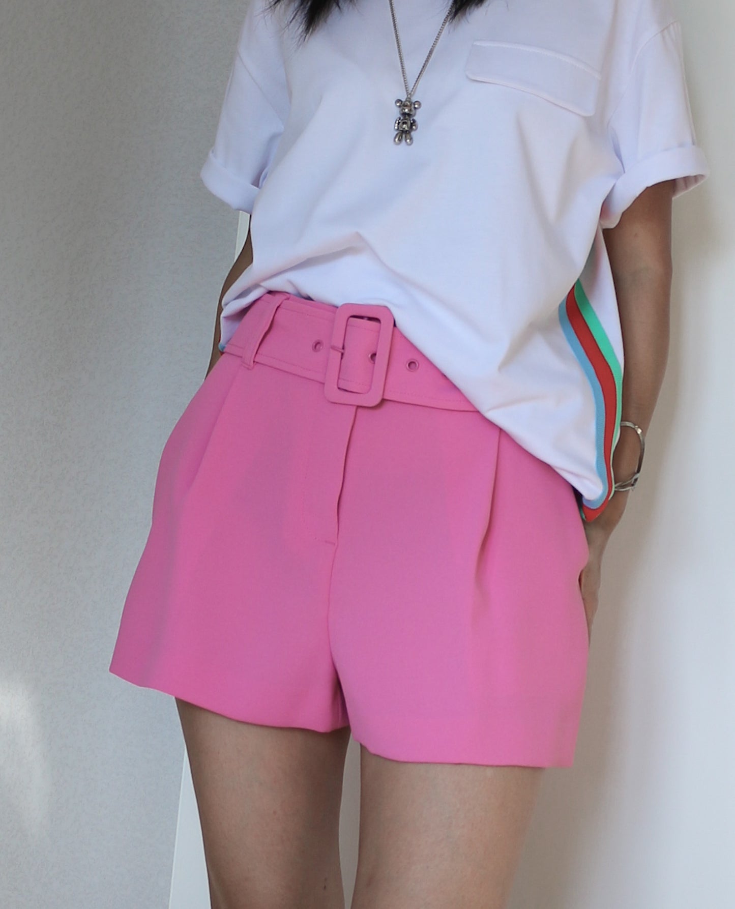 Pick Stitching Crepe Shorts