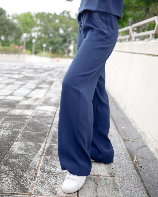 Navy Wide Leg Trousers