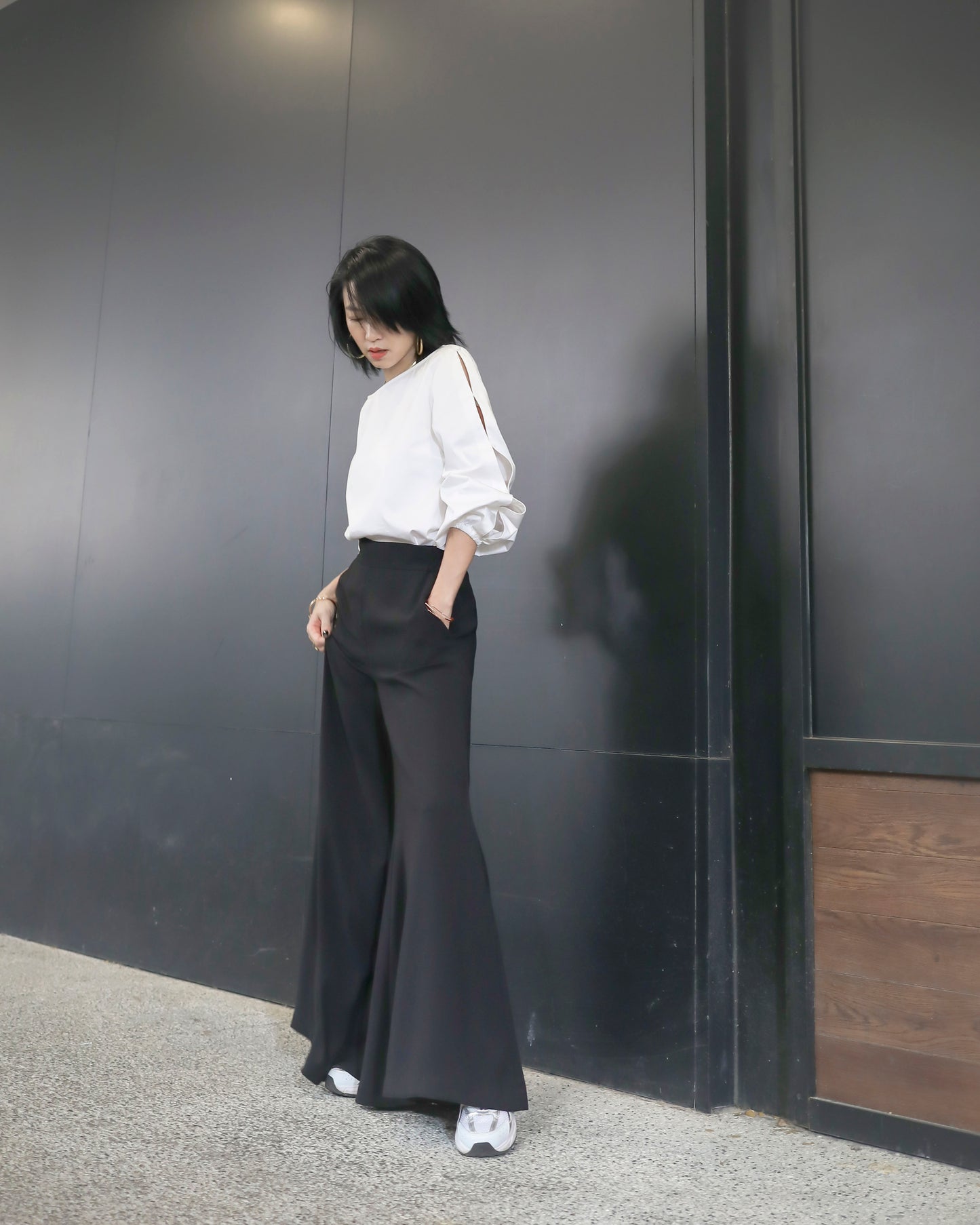 Flared Crepe Trousers