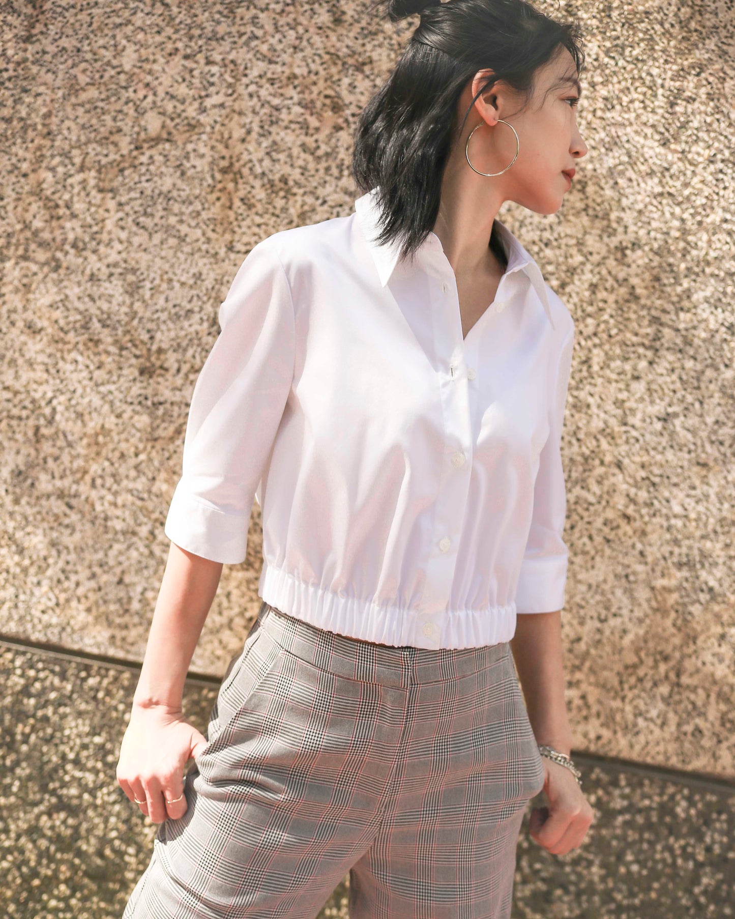 Ruched Button-up Shirt