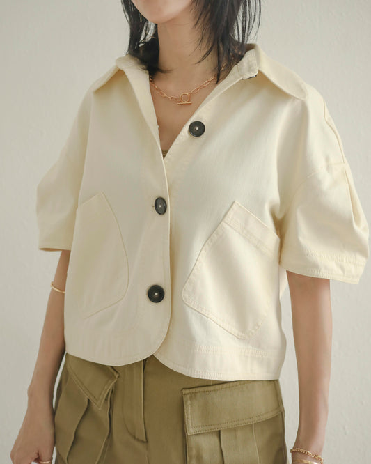 Ecru Puffed Sleeve Jacket