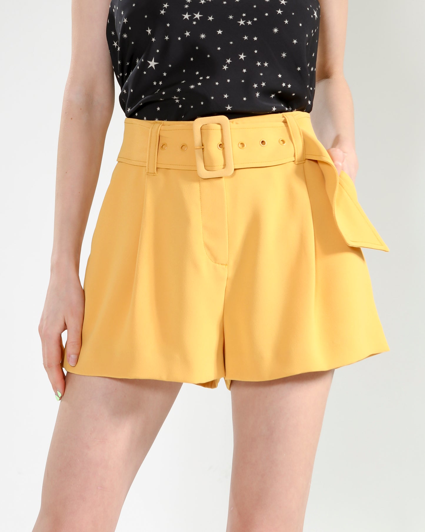 Pick Stitching Crepe Shorts