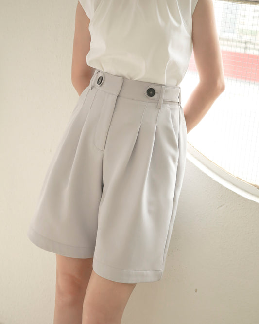 Pleated High-Waist Shorts