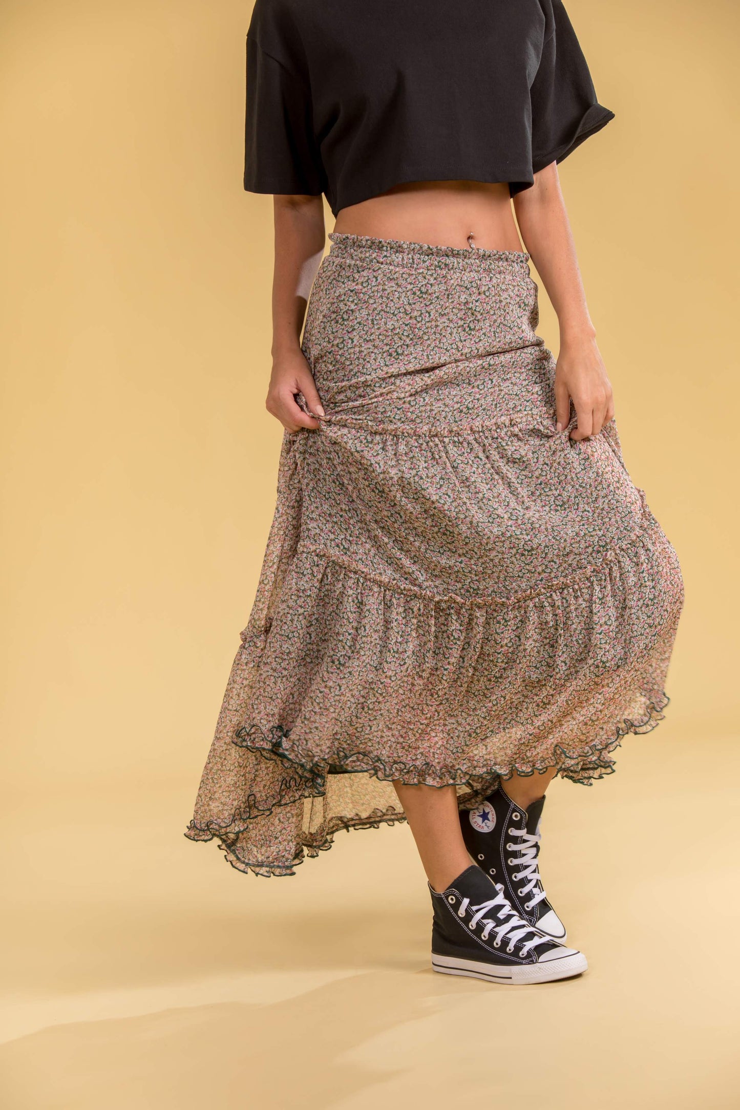 Ruffled Long Skirt