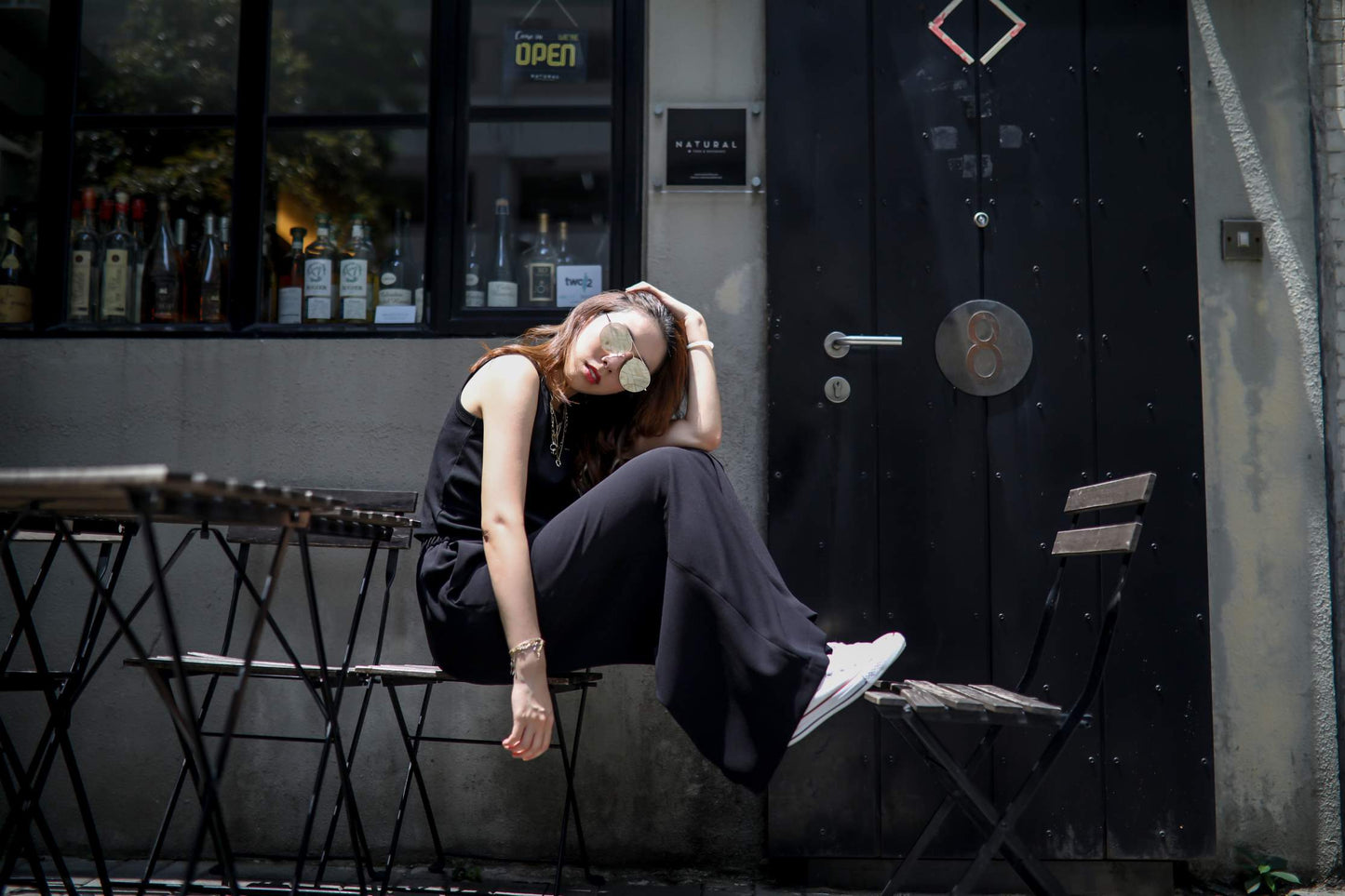Wide Flared Crepe Trousers