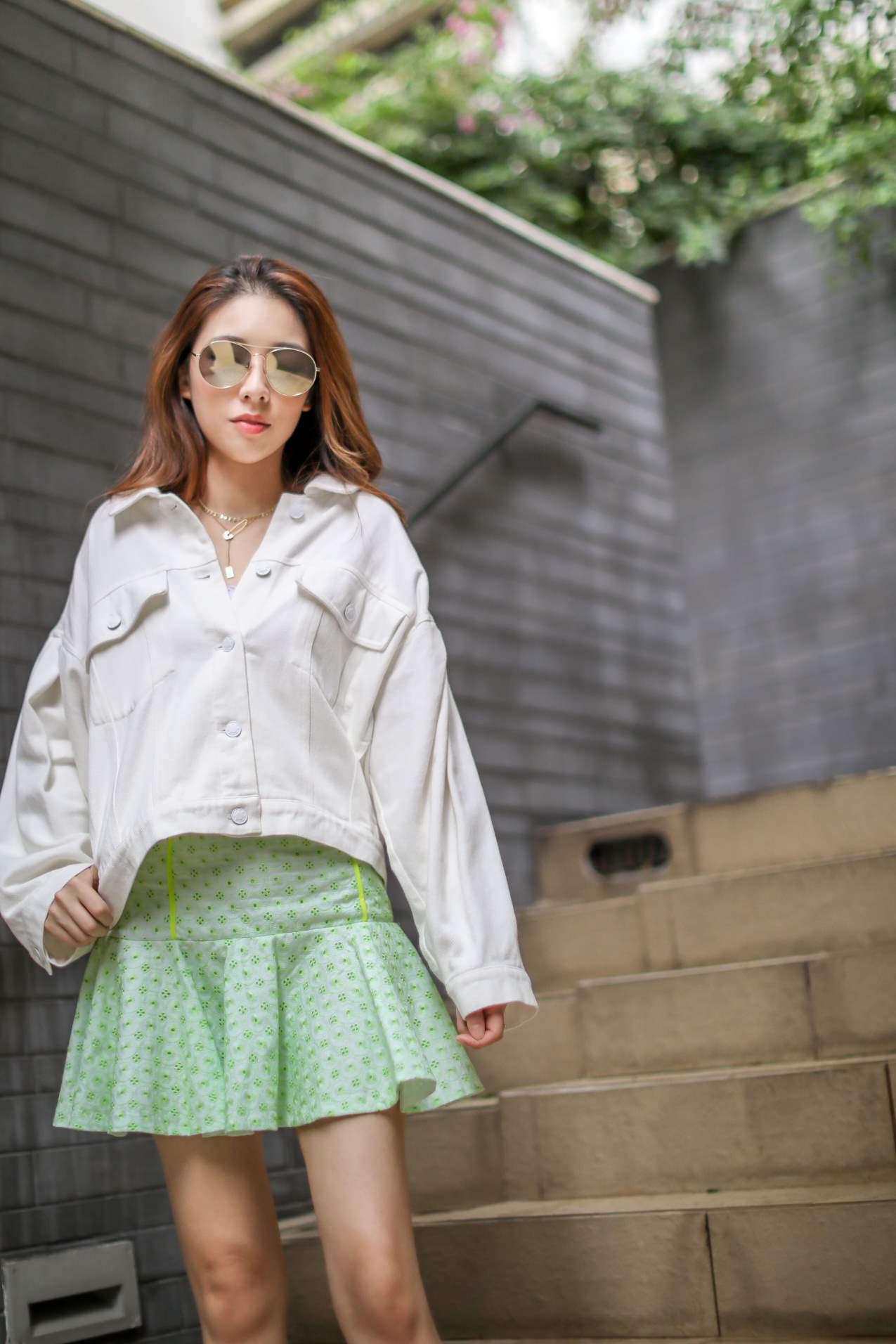 Lime Broderie Mini Skirt