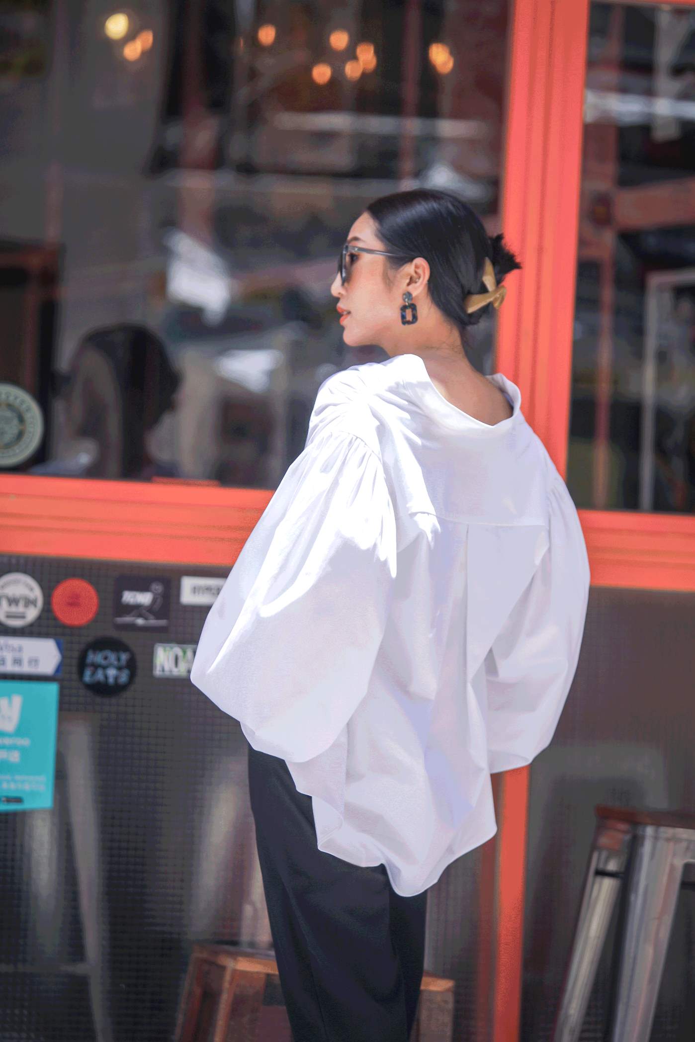 Cotton Oversize Puff Sleeve Shirt