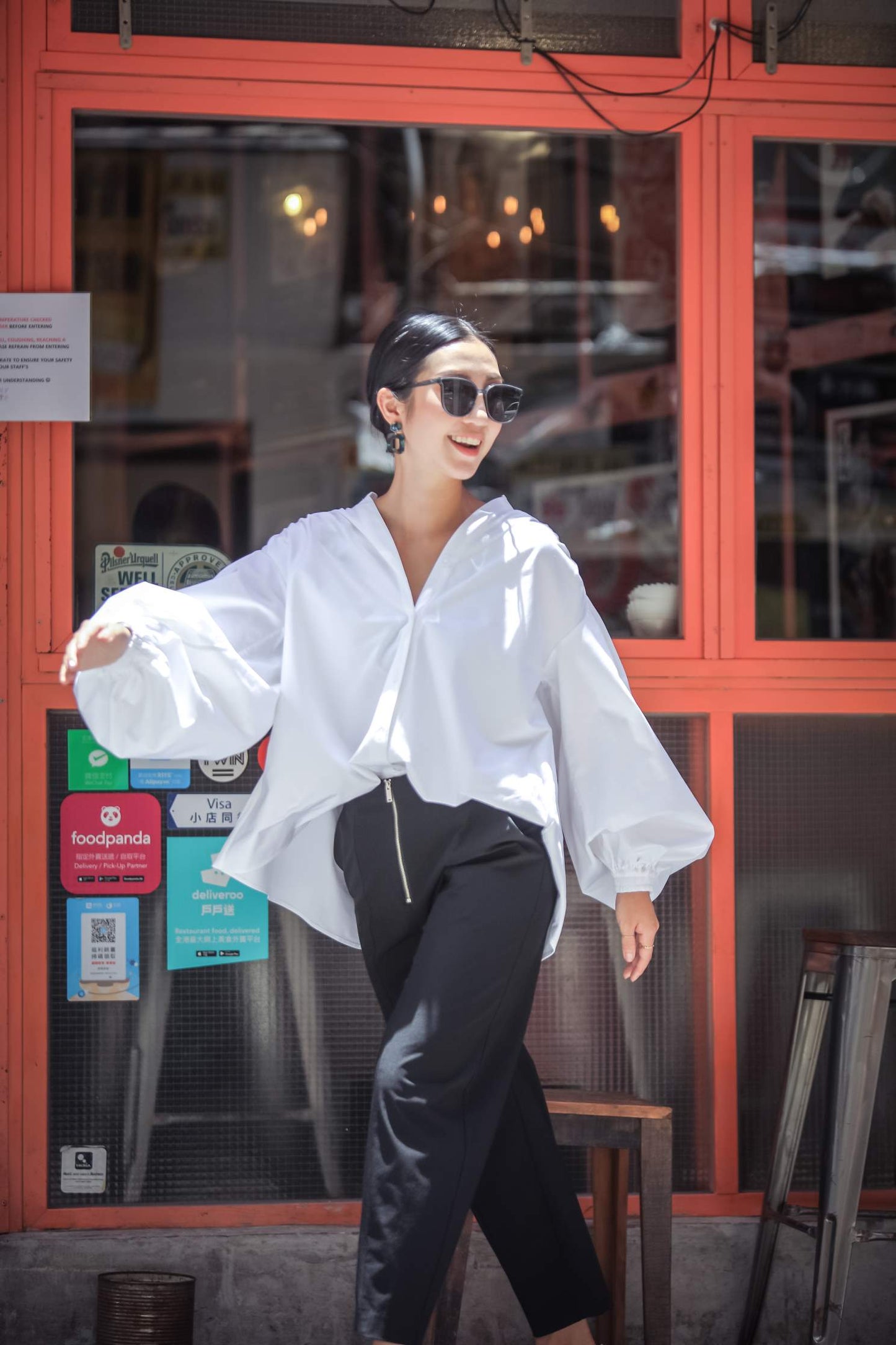 Cotton Oversize Puff Sleeve Shirt