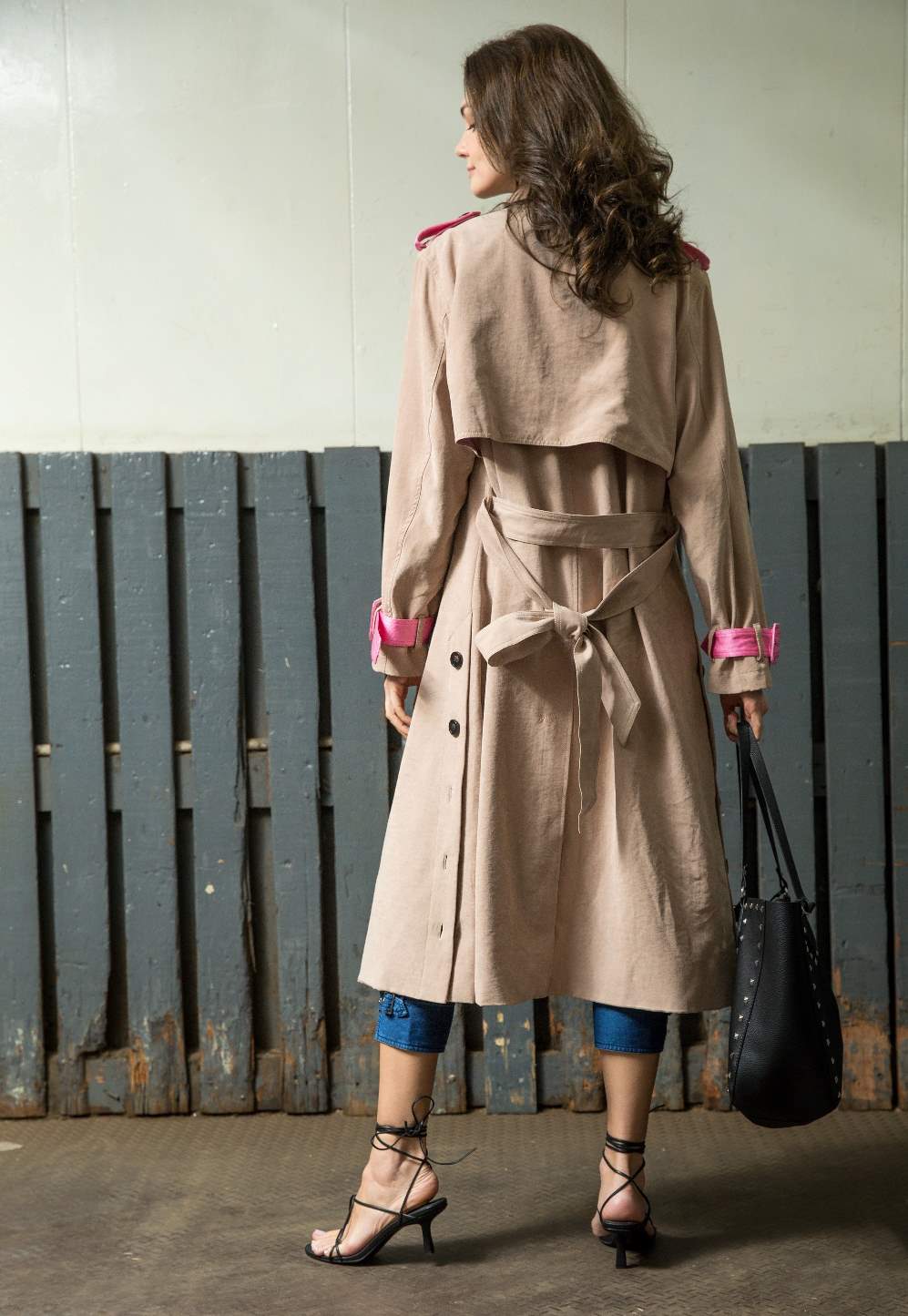 Fuchsia & Black Trench